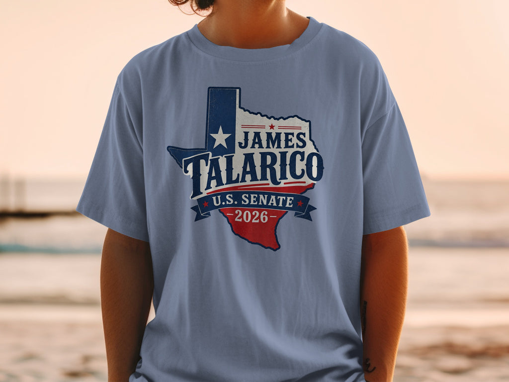 James Talarico 2026 U.S. Senate shirt with Texas outline.
