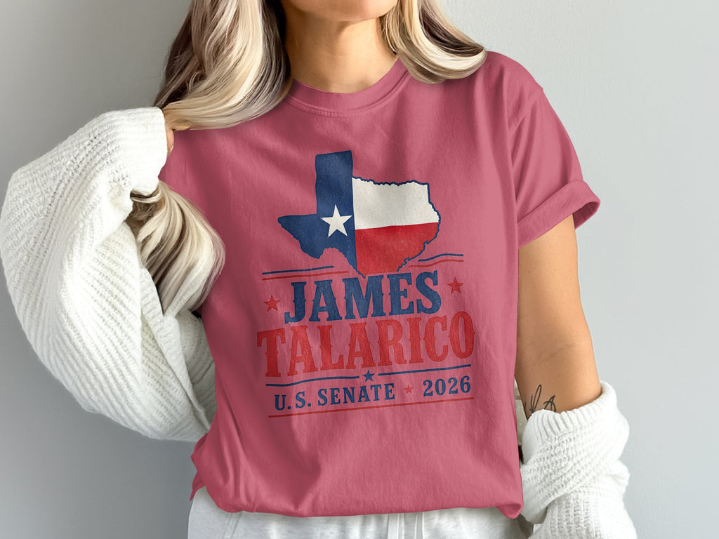 Texas flag design with "James Talarico U.S. Senate 2026" text.
