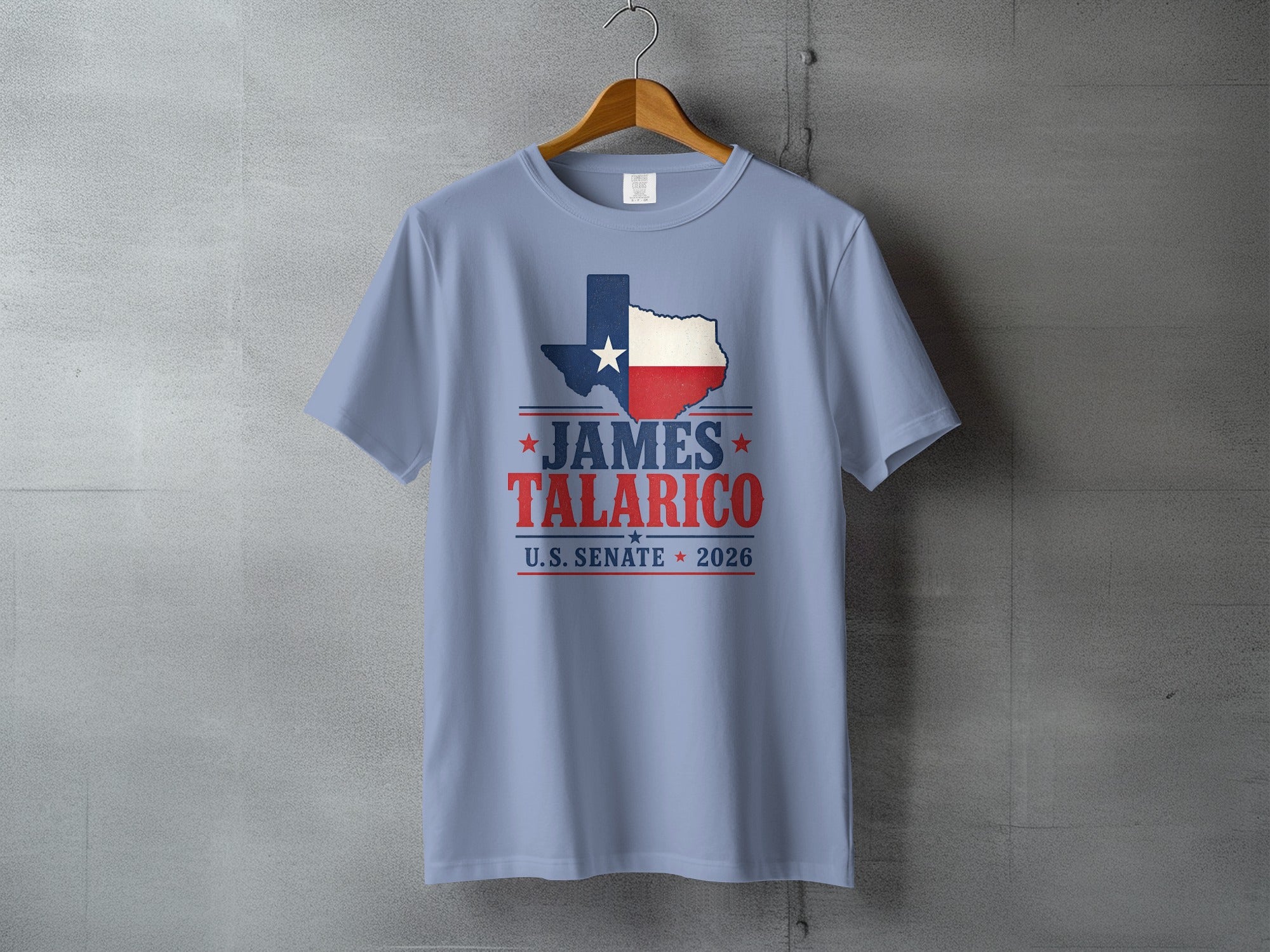 James Talarico U.S. Senate 2026 t-shirt with Texas outline and stars.